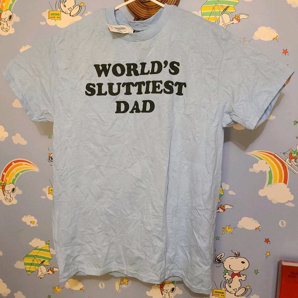 Danny Duncan Mens Blue "World's Sluttiest Dad" Shirt Size Medium New With Tags &
